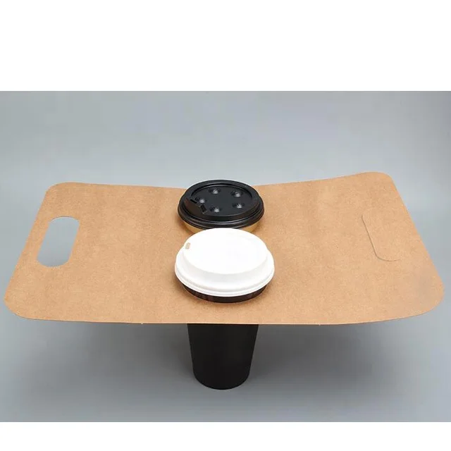 Custom logo recycle brown kraft paper coffee cup holder for take away