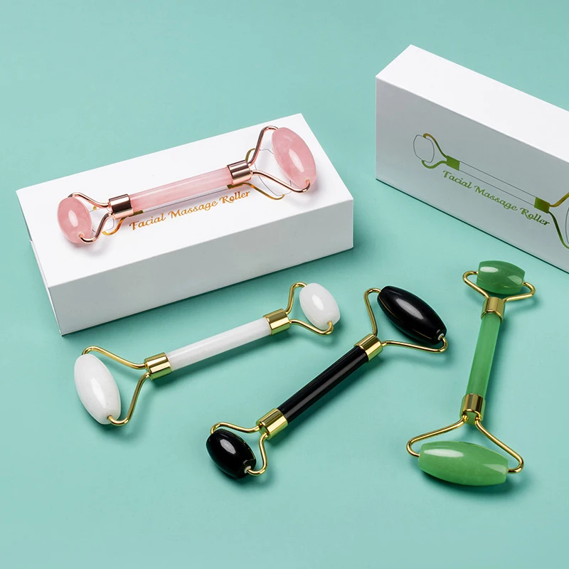 CE certification slimming face Double head rose quartz jade roller  guasha scraping tools