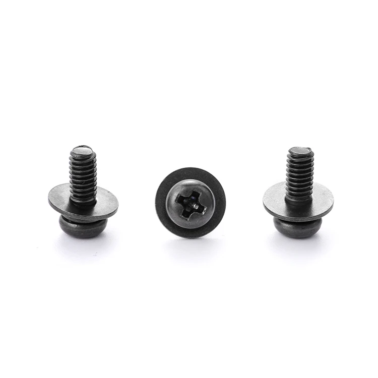 Combined screws Black zinc screw round head three combination machine screw black cross pan head M3 M4 M5 bolts