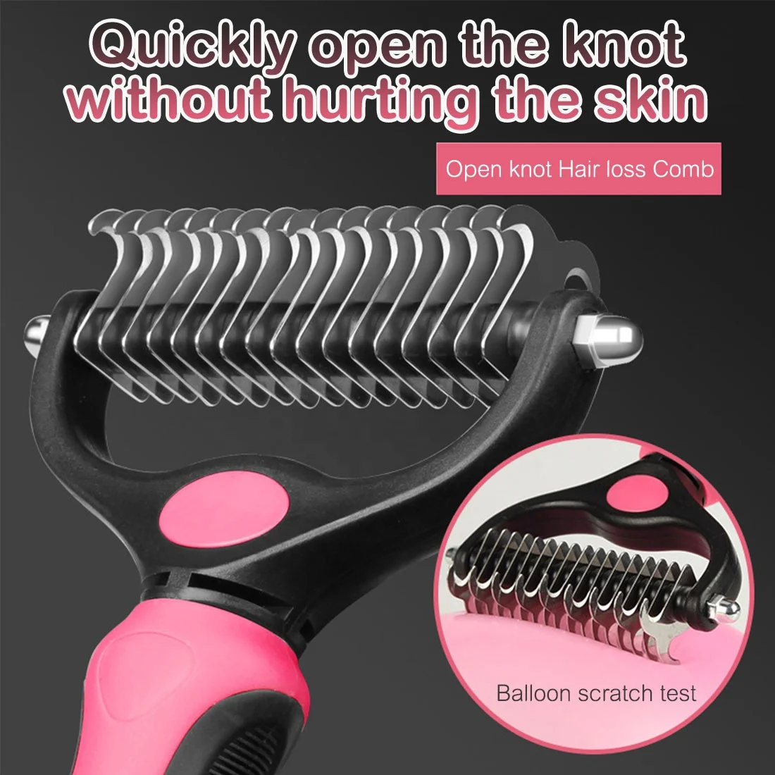 2024 Wholesale Pet Hair Remover Brush Grooming Brush Double Sided Shedding and Dematting Undercoat Rake Comb for Dogs and Cats