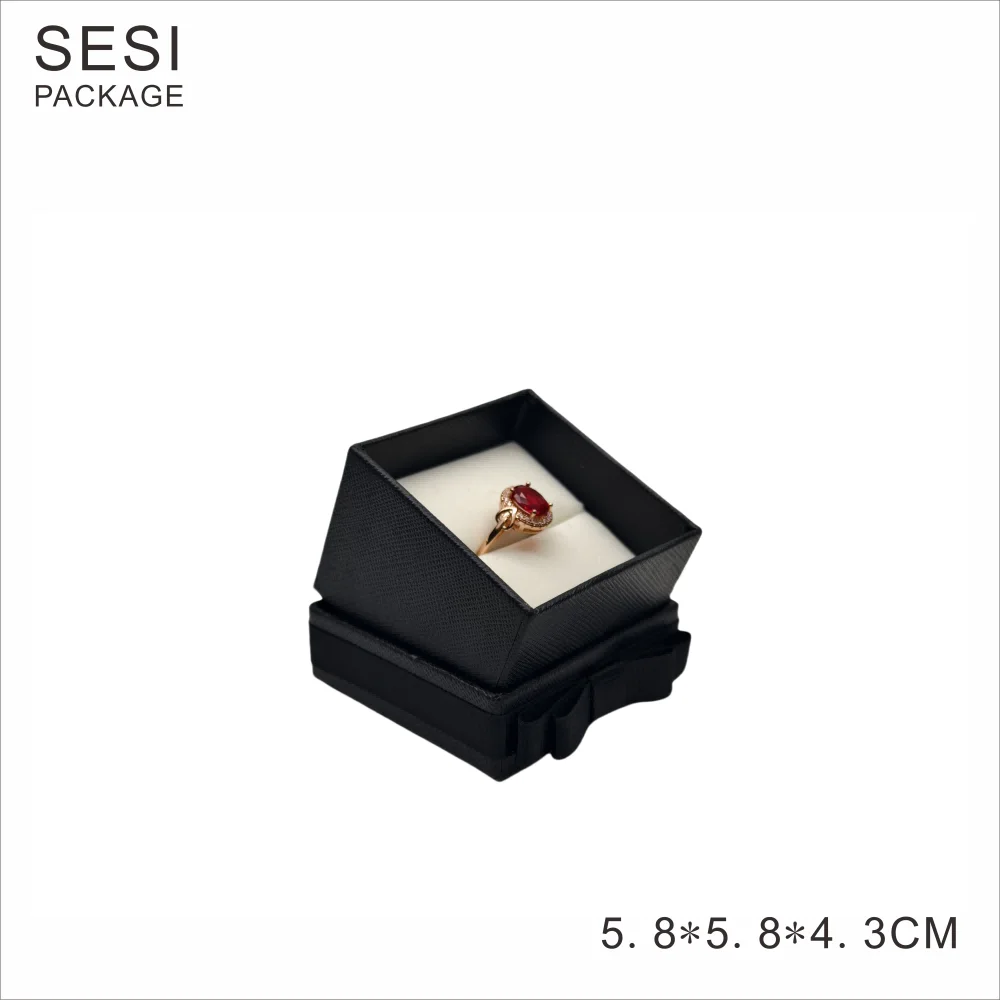Custom Logo Eco Friendly Jewelry Box With Bow Cardboard Necklace Bracelet Ring Packaging Box Gift Jewelry Packaging Paper Box