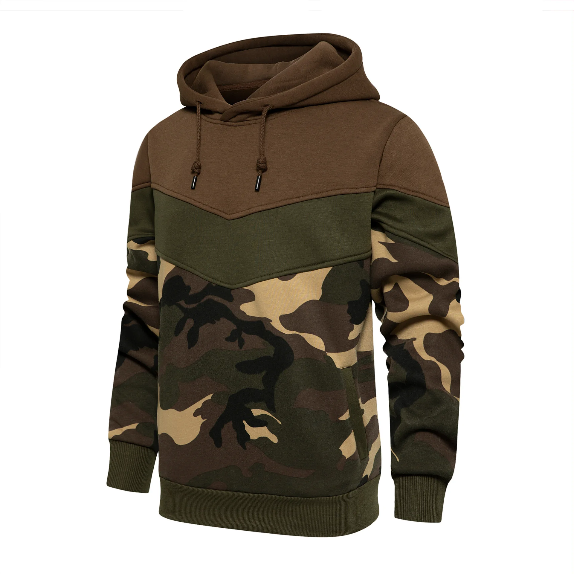 EVERTOP  Color Block Pullover casual Two Tone Hoddies Sudadera Hooded Plus Split Color novelty with pocket Streetwear For Men