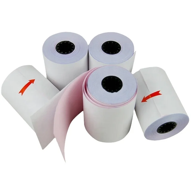 55gsm 76*70mm Carbonless Paper Small Roll With Blue