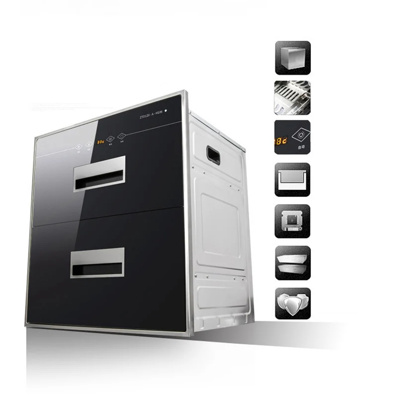 Built-in Embedded household double layer UV ozone high temperature tableware antivirus disinfection cupboard