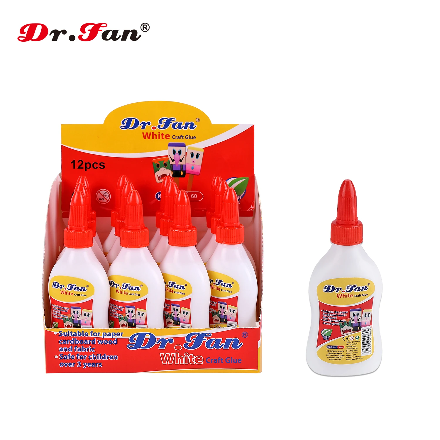 60g pva white latex adhesive glue high viscosity water-base washable non-toxic formaldehyde free bonds wood glue