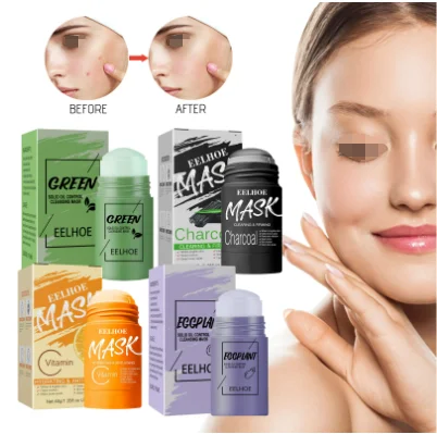 Orange Mask Stick Cleansing Whitening Acne Mud Mask Skin care Lazy Facial Mask Green Tea Musk Stick