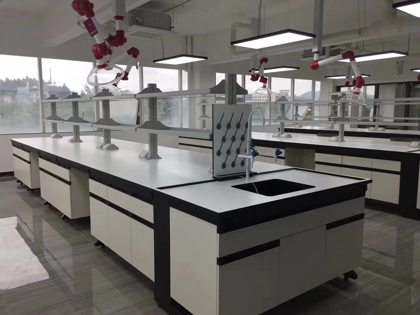 Full Steel Lab Furniture / Wall Bench / Central Table For Chemistry / Physical / Biologic Laboratory