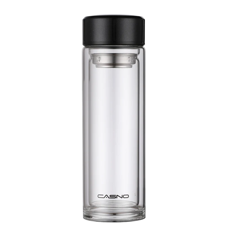New Blank 420ml High Quality Unbreakable Double Wall Borosilicate Glass Water Bottle With Tea Filter