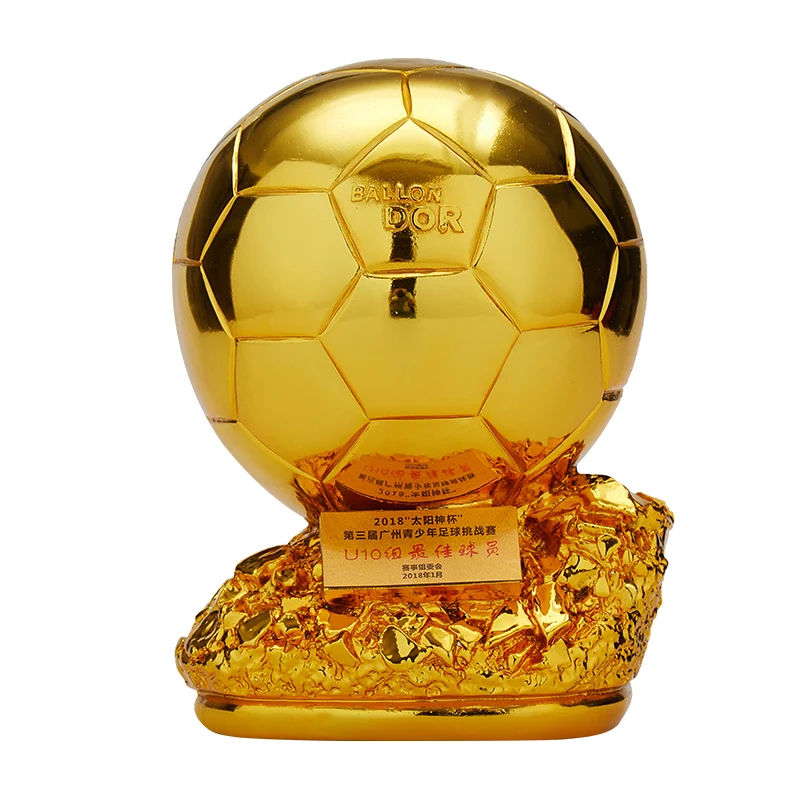 Electroplated gold plated soccer award statue football trophy