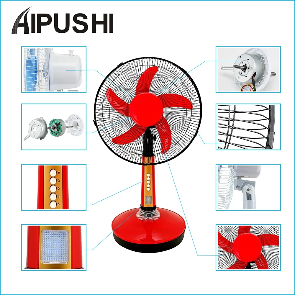 2022 Chnia Factory Solar Electric Fan 12v Ac Dc Table Fan with Led Light USB Port Hot Sale in Turkey,