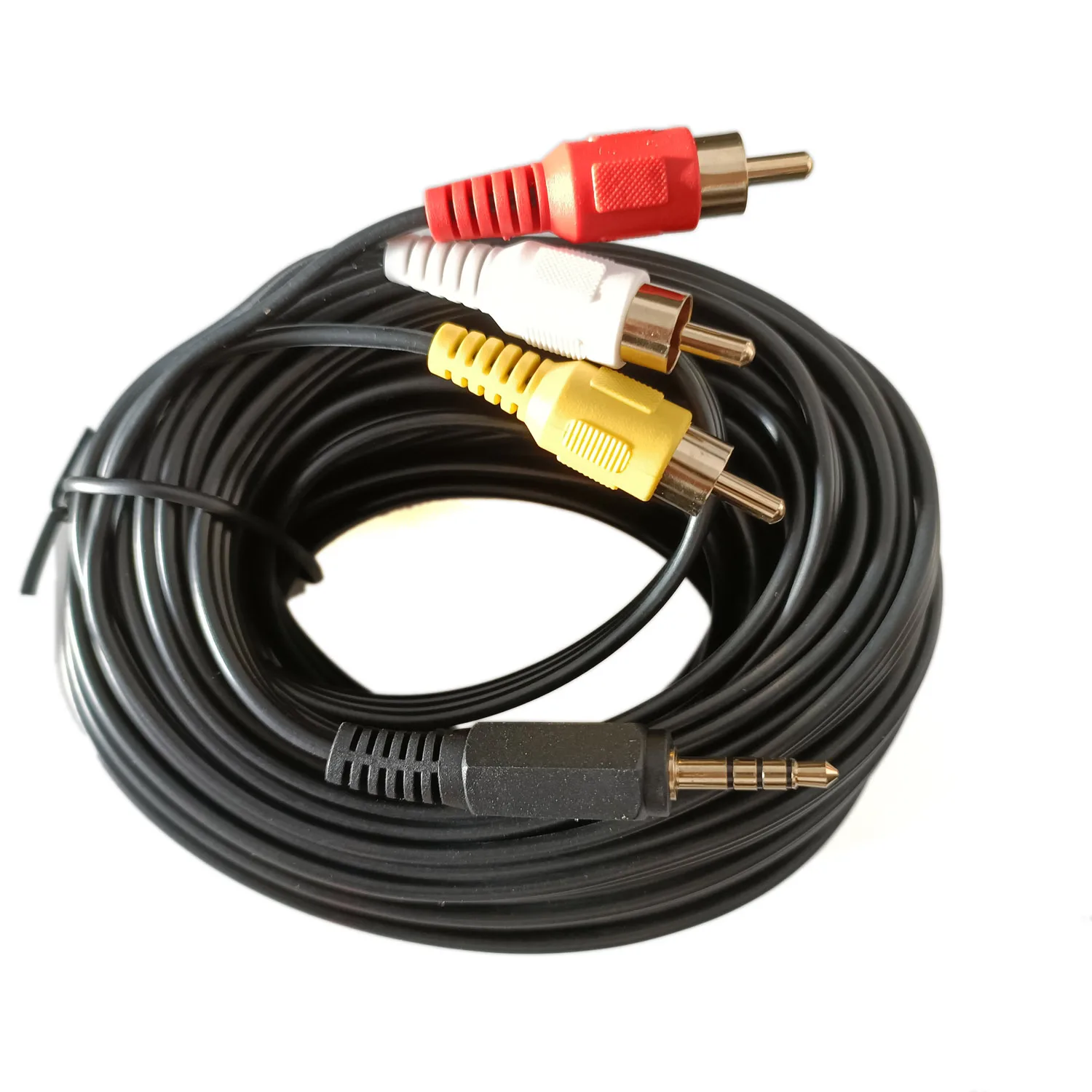 3m 5m 10m 4 Pole 3.5 Stereo to RCA to RCA Composite Cable for STB DVD Player TV Box to LCD HDTV AV Cable