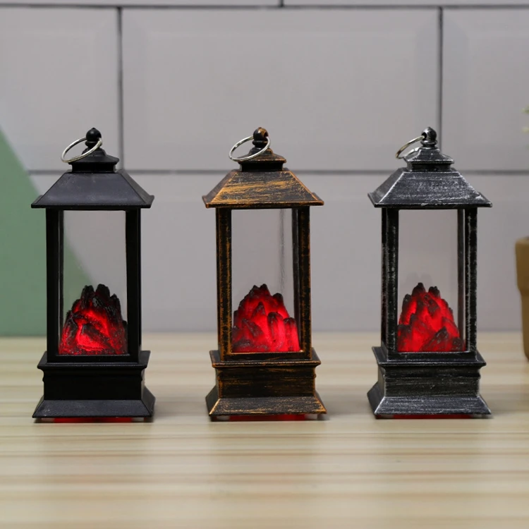 Wholesale Retro Small Wind Lantern Simulated Christmas Lantern Battery Included Fire Lantern Lamp For Fireplace Home Decoration