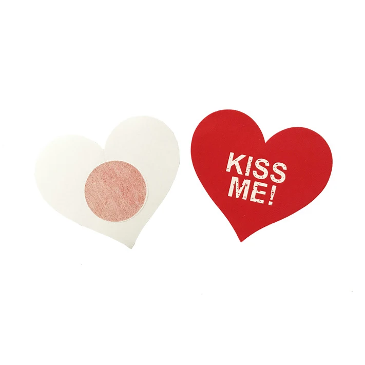 
Wholesale Kiss Me Breast Pasties Satin Fabric Adhesive Glow In The Dark Disposable Nipple Pasties 