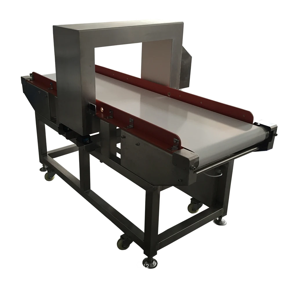 Metal detection conveyor malaysia for snack ,fish,shrimp , coffee, dough,chicken legs,salad,juice,wafers biscuits