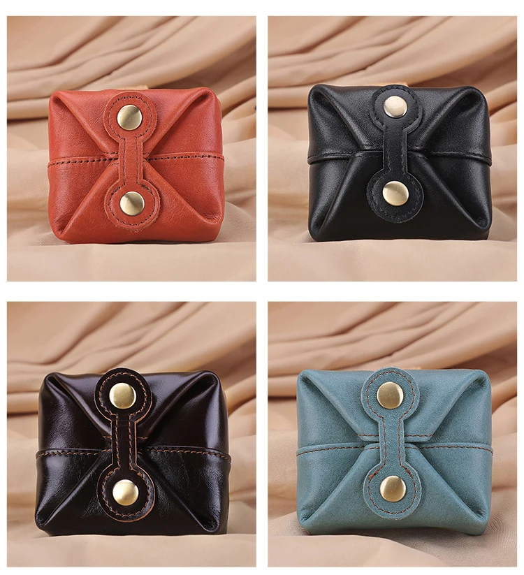 Cute retro mini purse casual fashion multi-functional girls change storage Baotou layer cowhide leather small purse