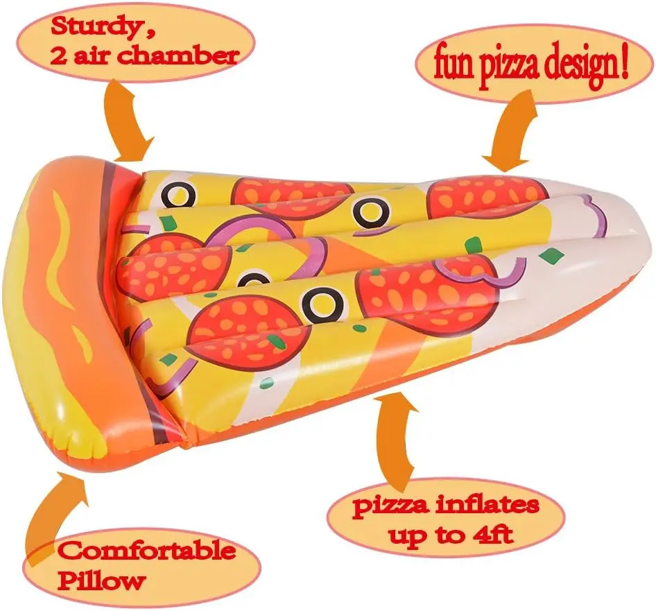 Pizza Pool Float 2 Pack 50 Inches Inflatable Pizza Slice for Kids Summer Fun Swim Aid in Pool or Beach Toys