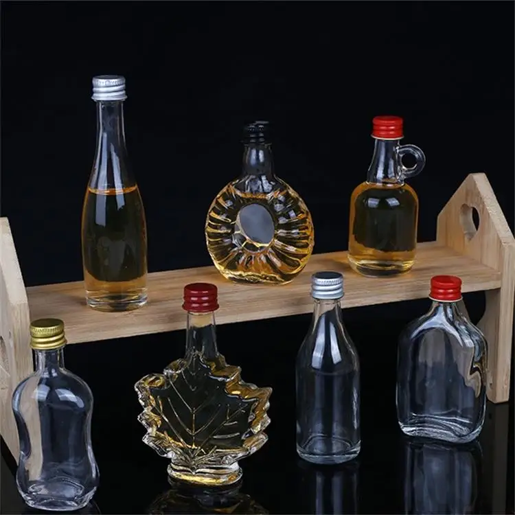 Wholesale 50ml Drinking bottle Whiskey Vodka Champagne Small Mouth Tasting Trial Glass Wine Bottle with Aluminum Lid