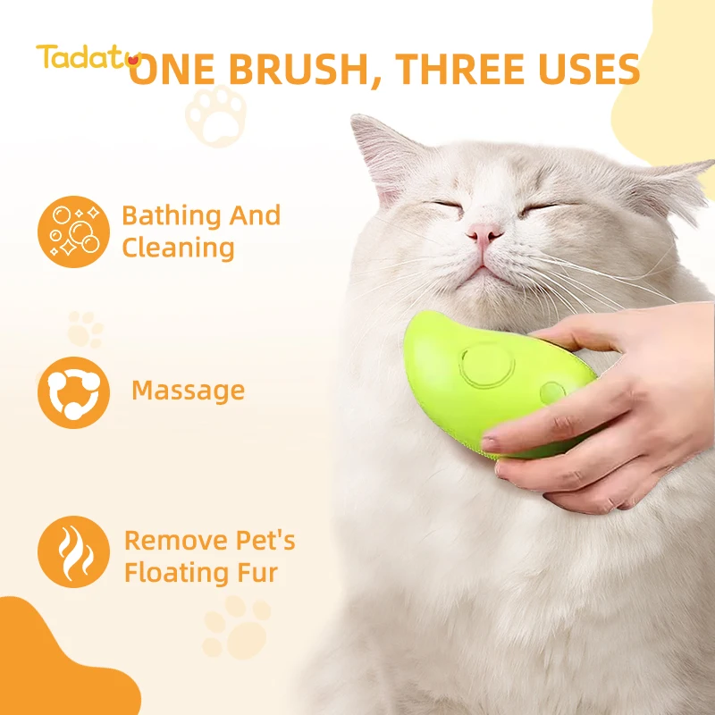 Multifunctional 3 in 1 Rechargeable Pet Hair Massage Cat Brush Steamy Comb Dog Self Cleaning Brush Misty Cat Spray Steam Brush