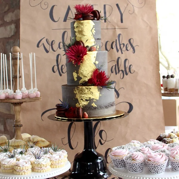 
25pcs/booklet 8*8cm edible gold powder for cake and food sprinkles 