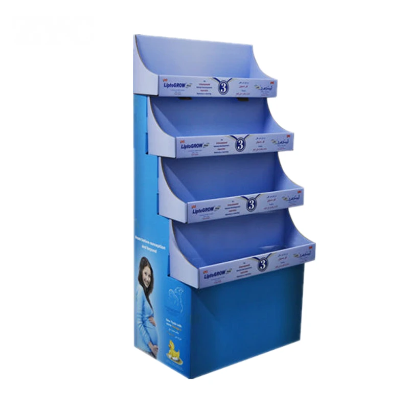 POP Custom Made Paper Shipper Display Retails Cardboard Shelf Display Stand