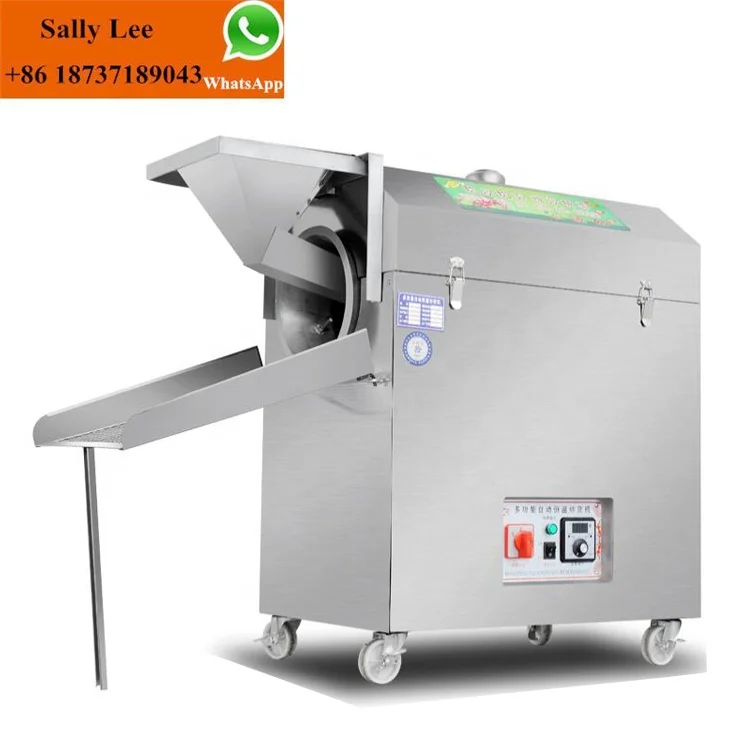 Небольшой автоматический Электрический аппарат для обжарки соевых орехов, барабан для обжарки арахиса, семян кешью, подсолнечника, аппарат для обжарки