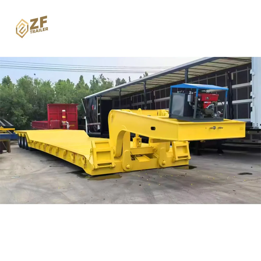 Detachable Gooseneck Lowbed Lowboy Low bed boy trailer with 3 4 5 axles 60 70 80 100 120 Ton For Sale