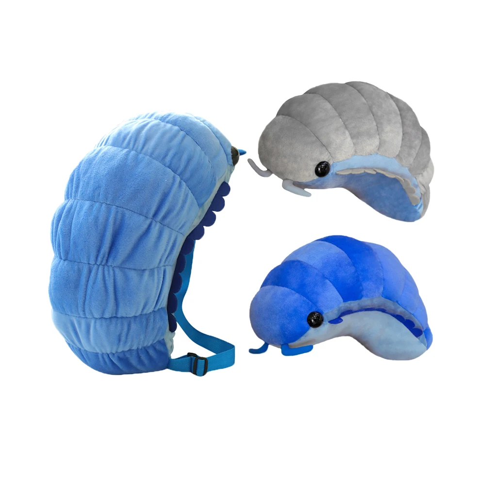 Lifelike Isopod Shell Insect Plush Toys Pill Bug Stuffed Soft Animals Pillow Back Cushion Insect Doll Style Backpack