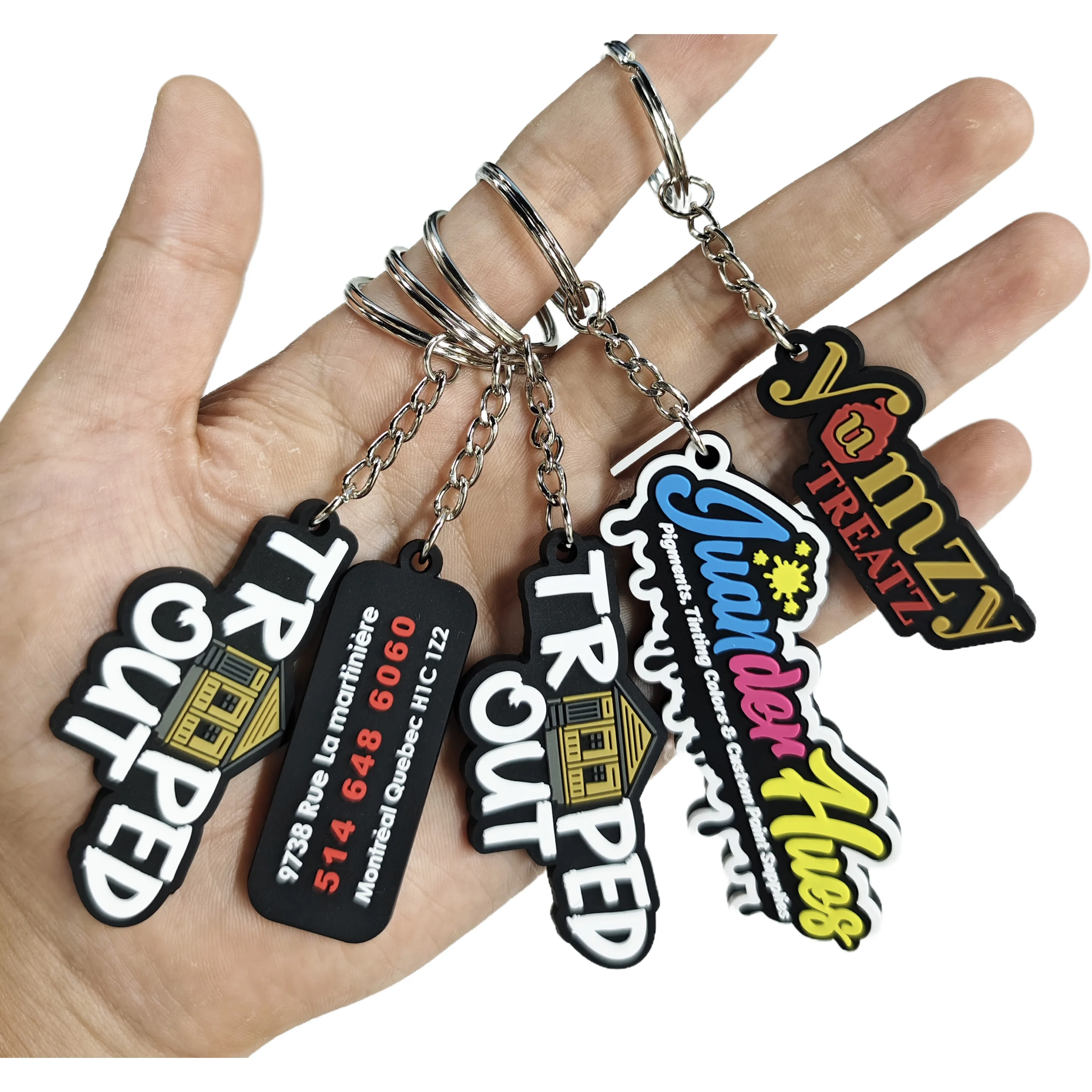 Boce Custom Logo 2D 3D PVC Keychains Fashionable Soft Silicone Rubber with Stitch OEM Two-Sided Carabiners Promotional Items