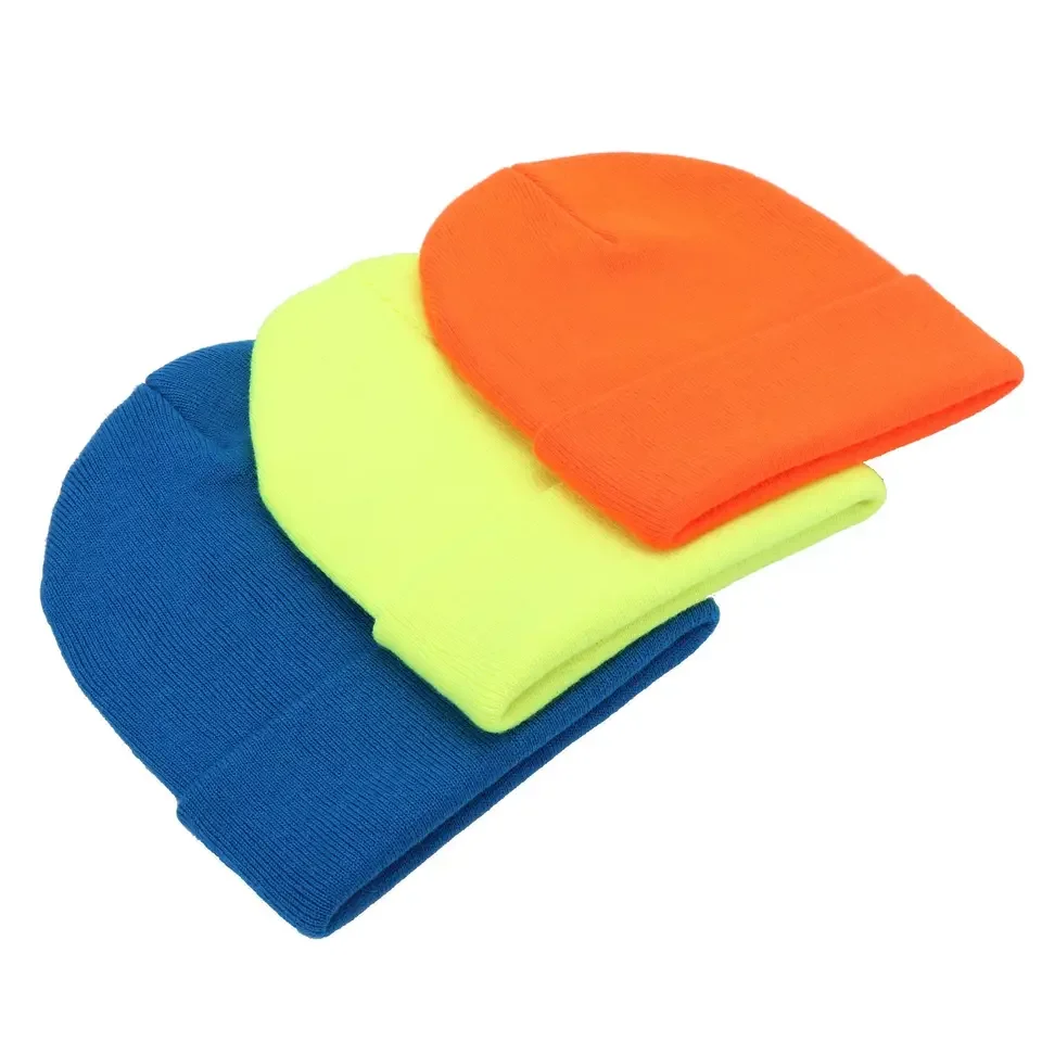Women Men Female Girls Solid Color Beanie Warm Bonnet Casual Autumn Cap Custom Blank Knitted Plain Winter Hats
