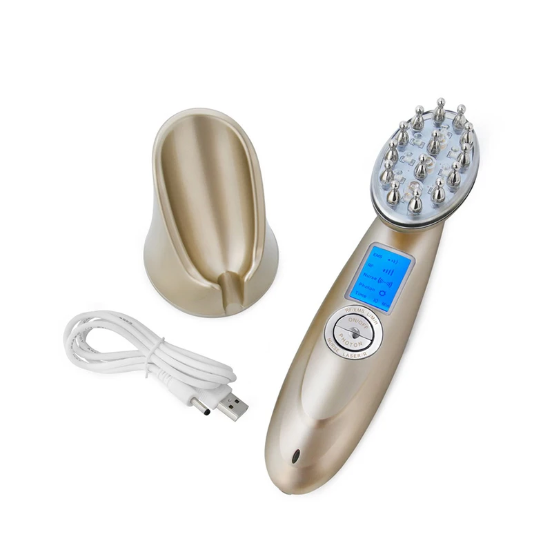 5 In 1  Laser Comb Photon Bio Vibration EMS RF Massage Grow Hair Stop Loss Brush