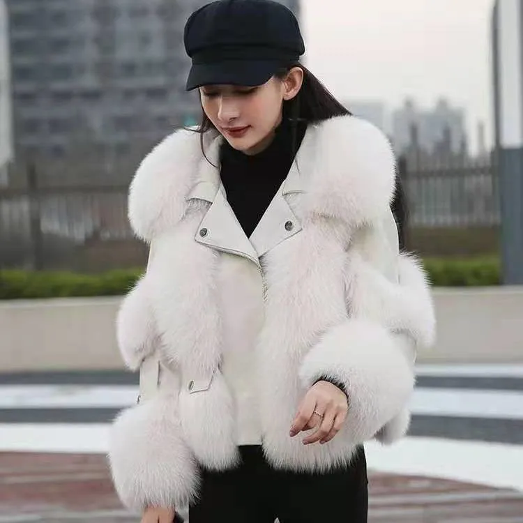 Dropshipping Products 2023 Winter fox Fur Down Jacket Cotton Casual Fur Coat Loose High Quality Outwear Coats for Women