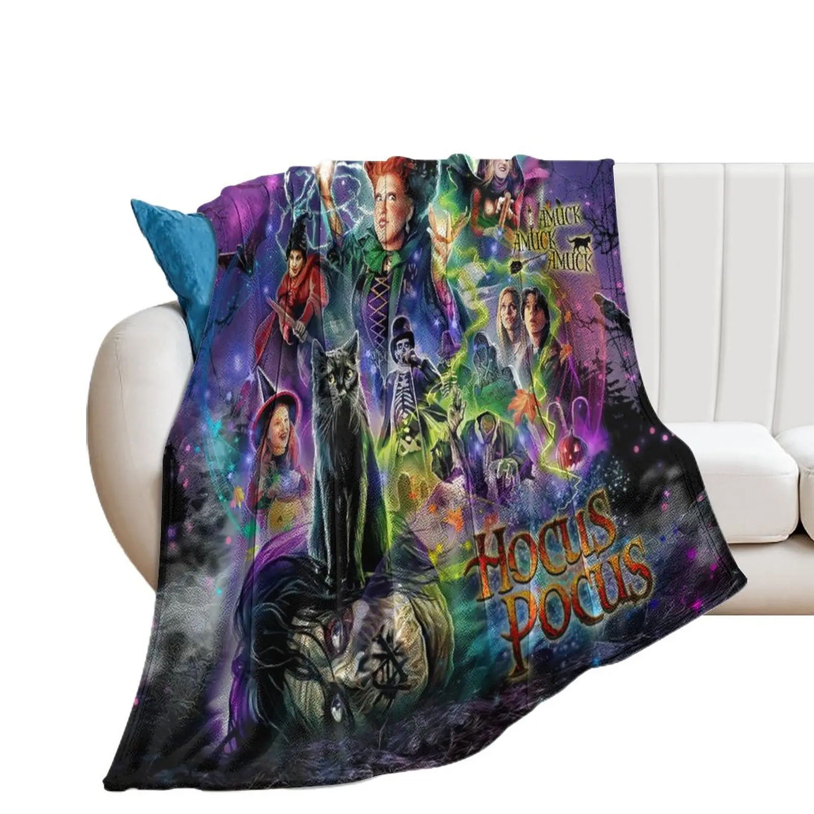Wholesale Custom Printed Flannel Halloween Blankets Hocus Pocus Throw Blanket for Travel Sofa Cover