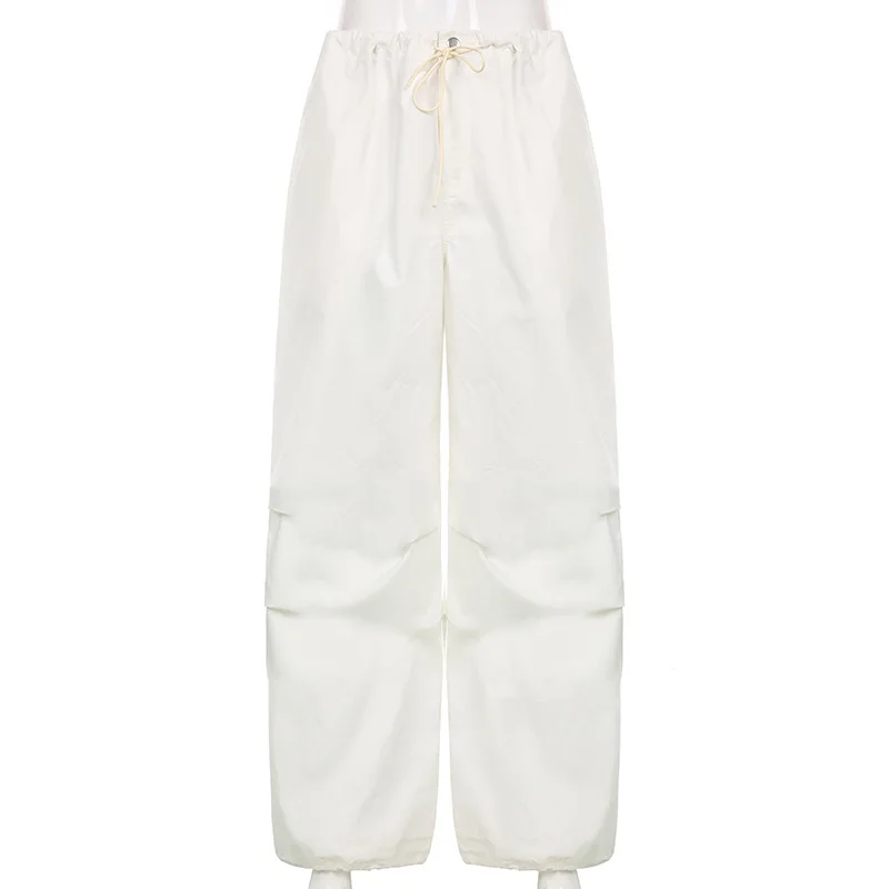 XINBO Summer Fashion Sweatpants Low Rise Casual Capris Stacked Joggers White Trousers Cargo Baggy Pants For Women 2022