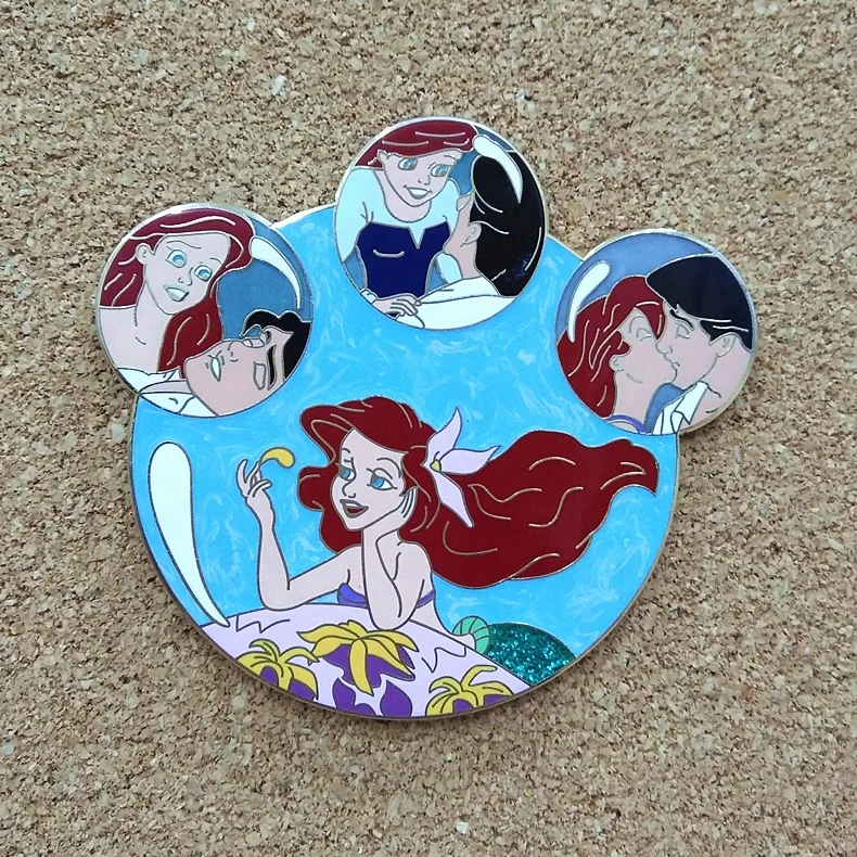 Черный никелированный мультяшный жесткий эмалевый штифт с блестками на заказ