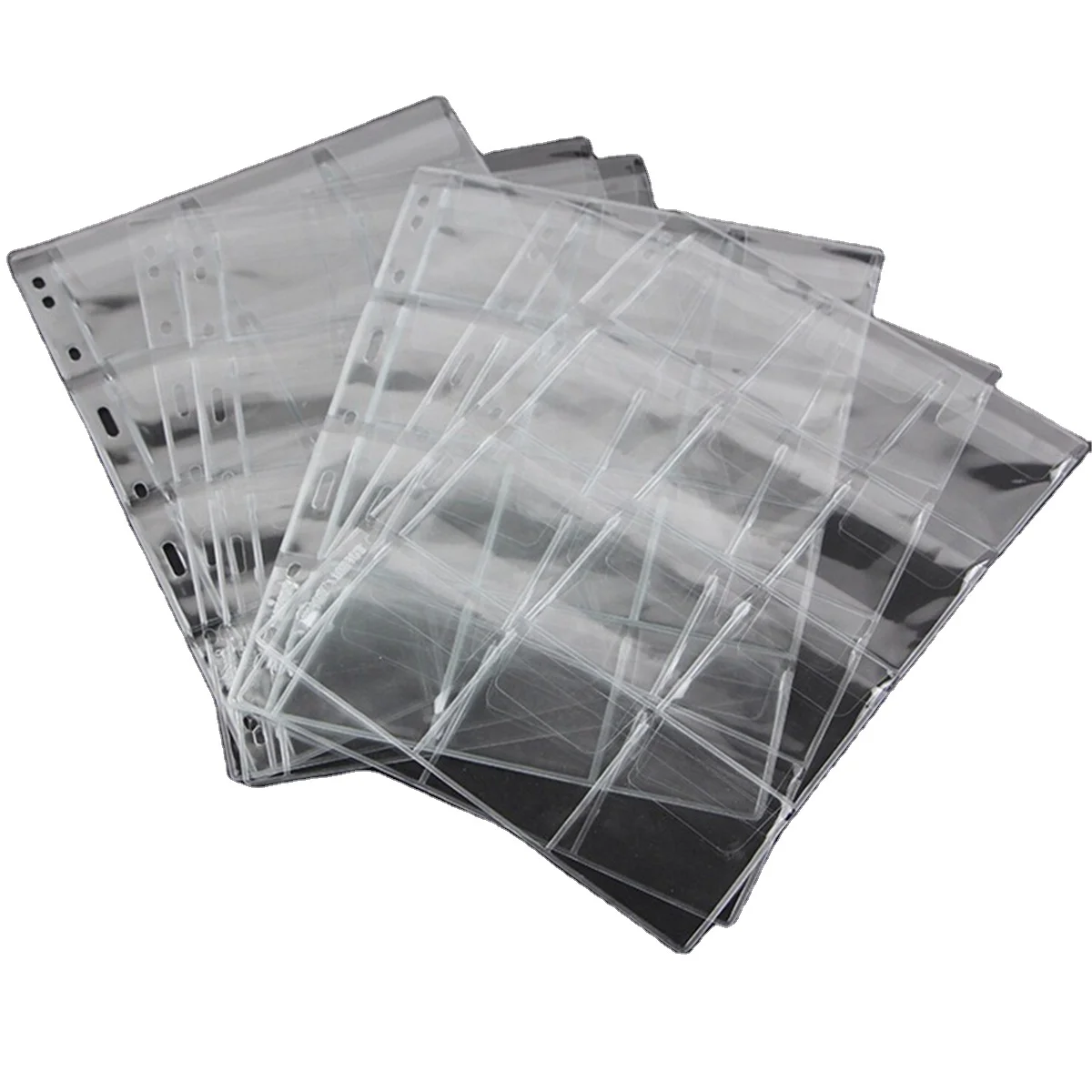 Transparent 12 Pockets Coin Collections Pages ClearPVC Loose-leaf For Coin Albums With 9 Holes Fit 3 4 Ring