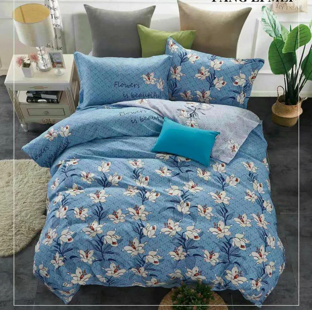 Hotsale soft popular bedsheet set  Polyester material  printed brush double size  bedsheet set for bedroom