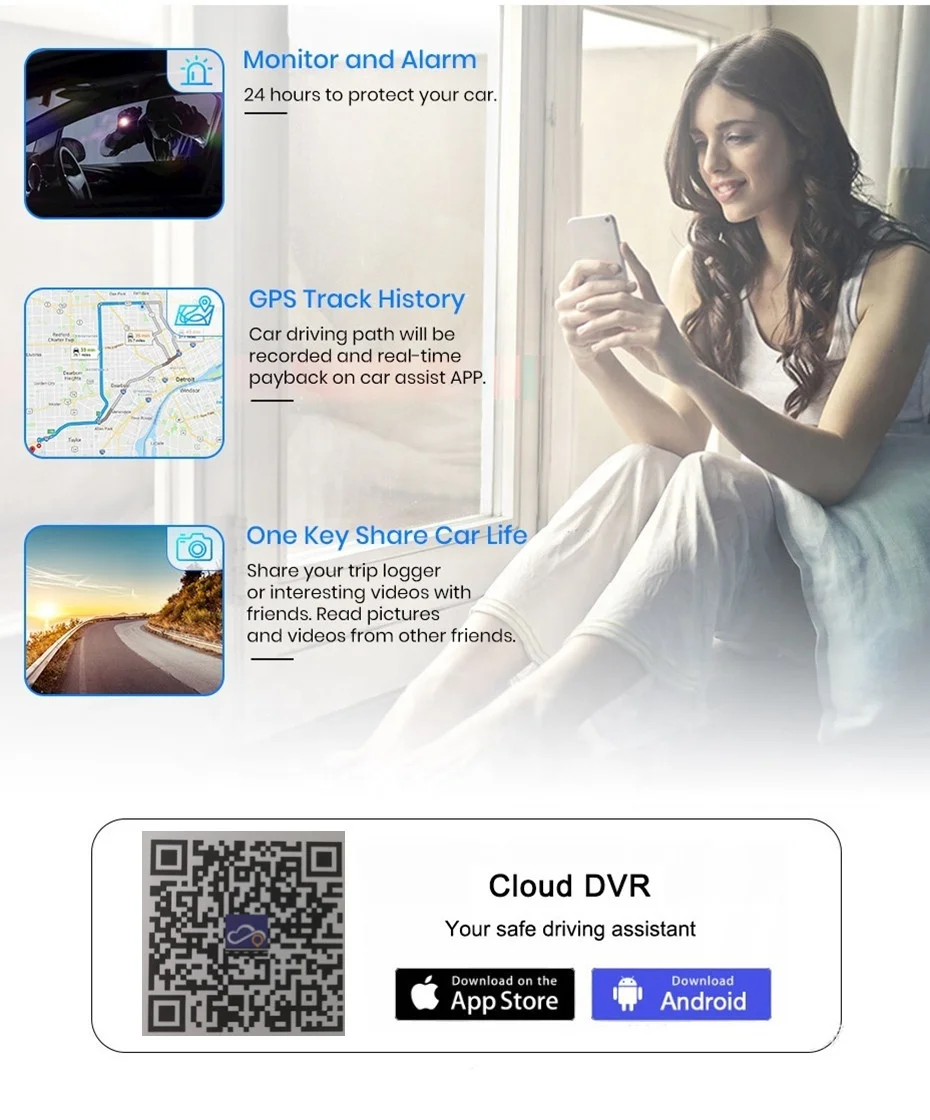 4g car inside dashboard tracking camera with gps parking monitor