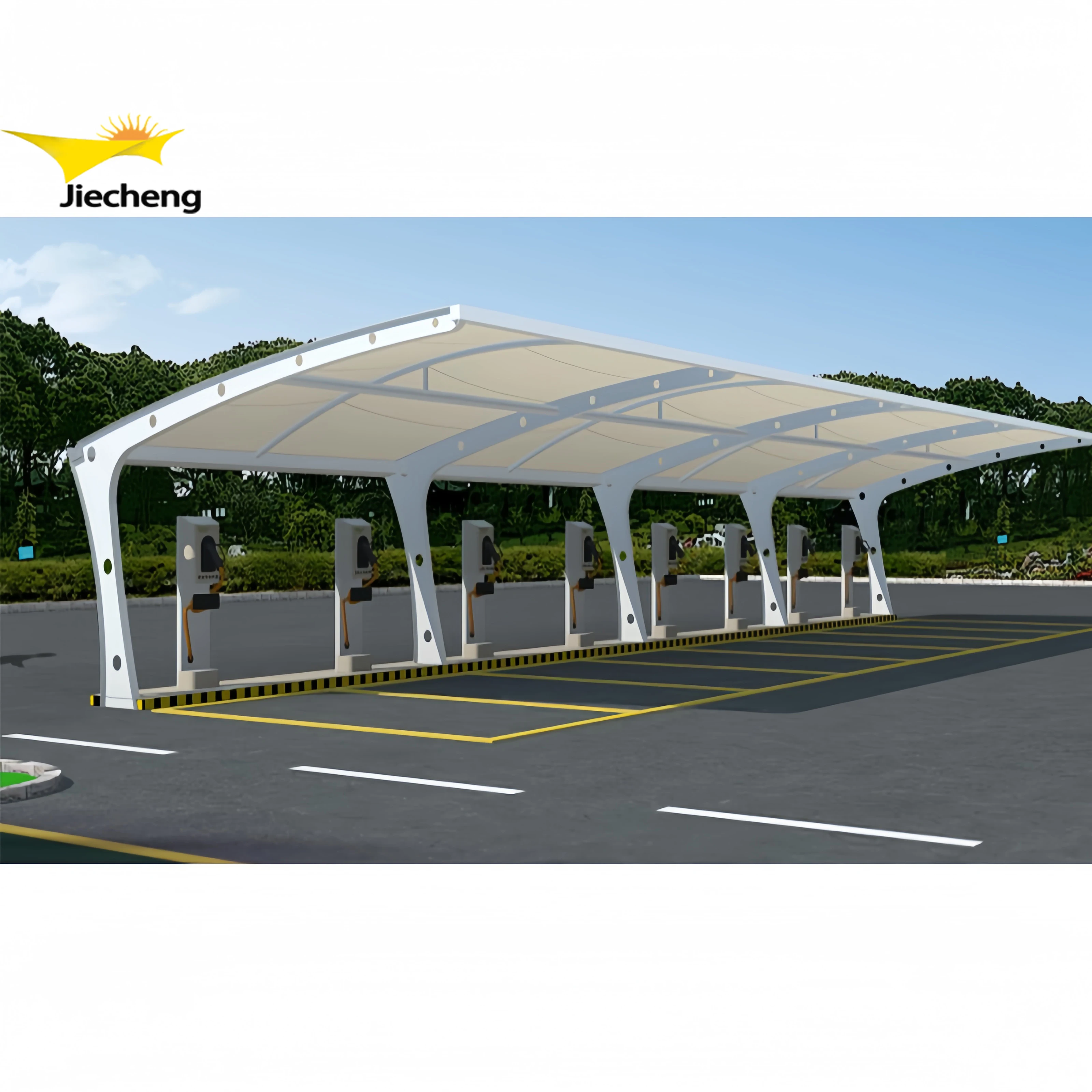 Горячая распродажа, сборный стальной автомобильный плафон для парковки, тент, растягивающийся тканевый навес, мембранная структура