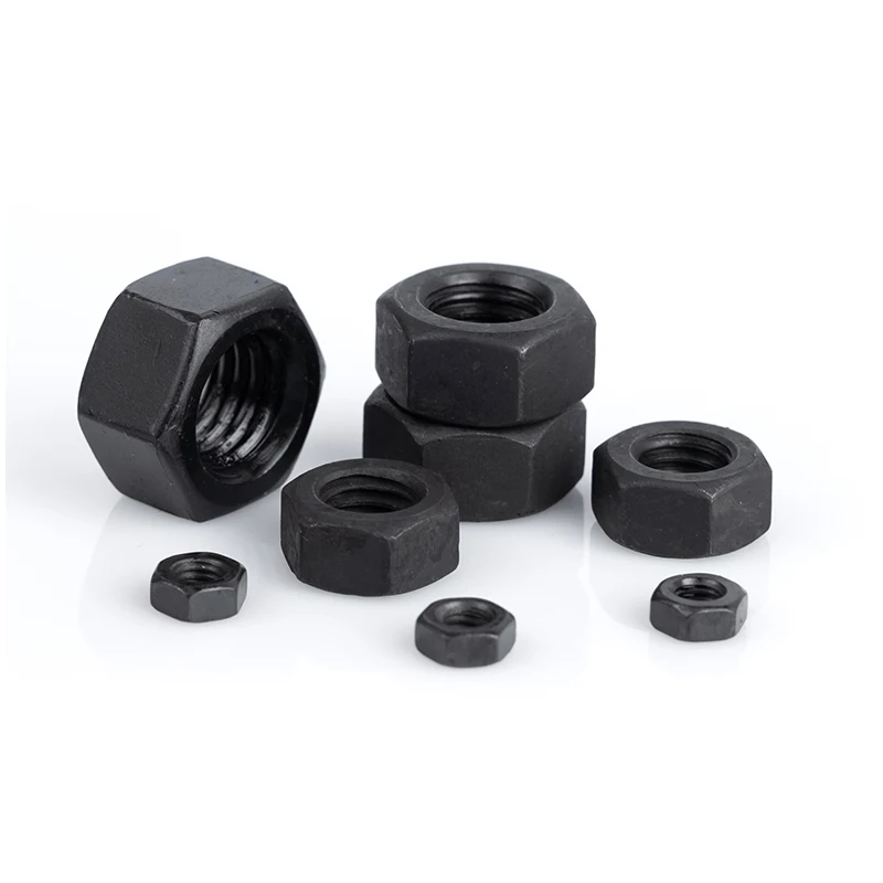 Plain M4 M8 Nut Zinc Colored Carbon Steel Metric Customized Hex Oxide Black Industry Fasteners Hex Nuts