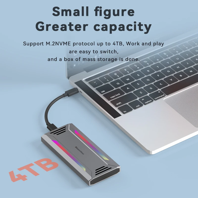 High quality aluminum ssd m.2 4tb m.2 nvme pcie 4.0 usb 4 40Gbps m.2 nmve enclosure