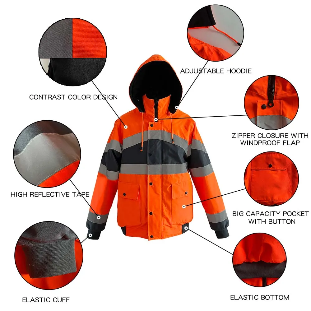 HCLITE Outdoor Construction Custom Winter Bomber Windbreaker Jacket