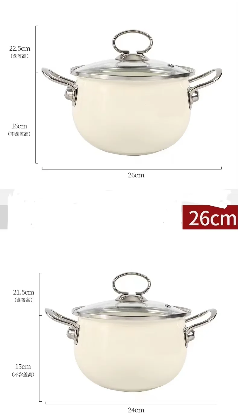 New Non Stick Double Ear Soup Pot Kitchen Household Glazed Cast Iron Multi Size Enamel Stew Pots