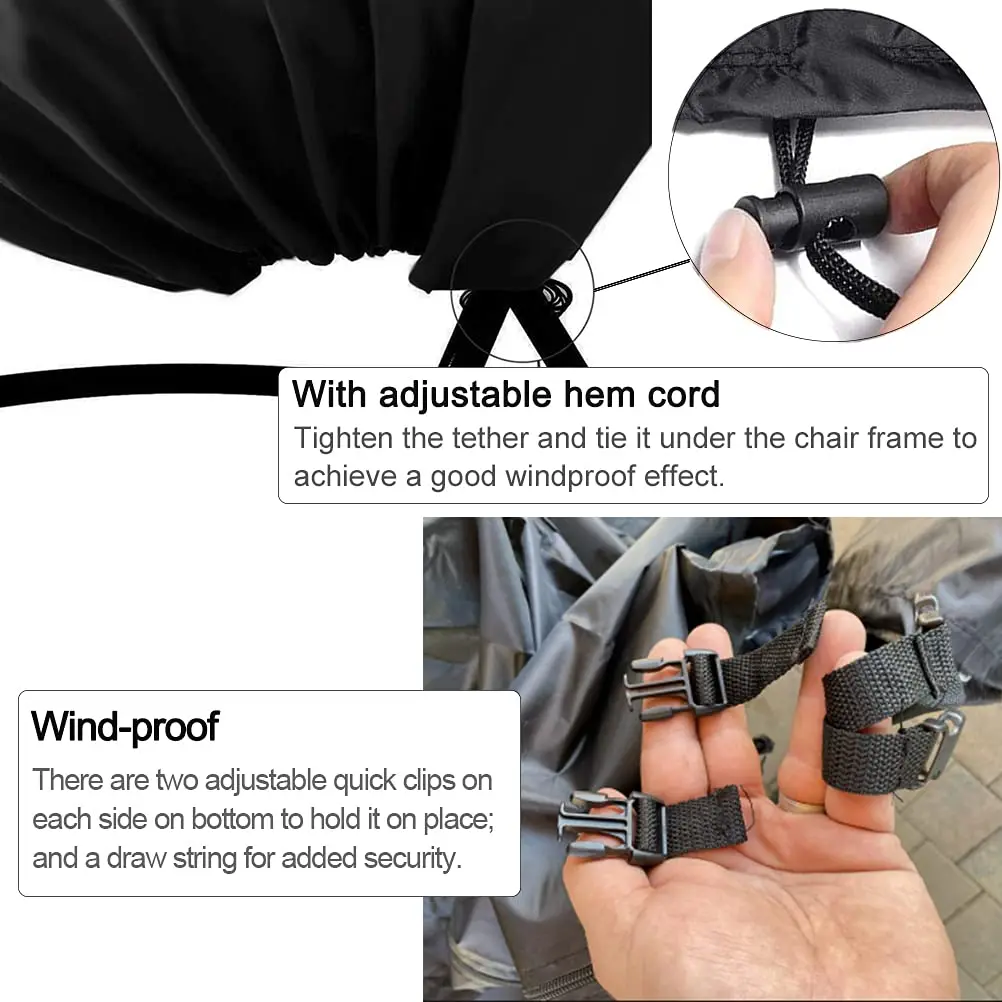 Factory Customized Black Wind-Proof Outdoor Wicker Swing Egg Chair Cover Patio Hanging Egg Chair Cover With Bottom Buckle