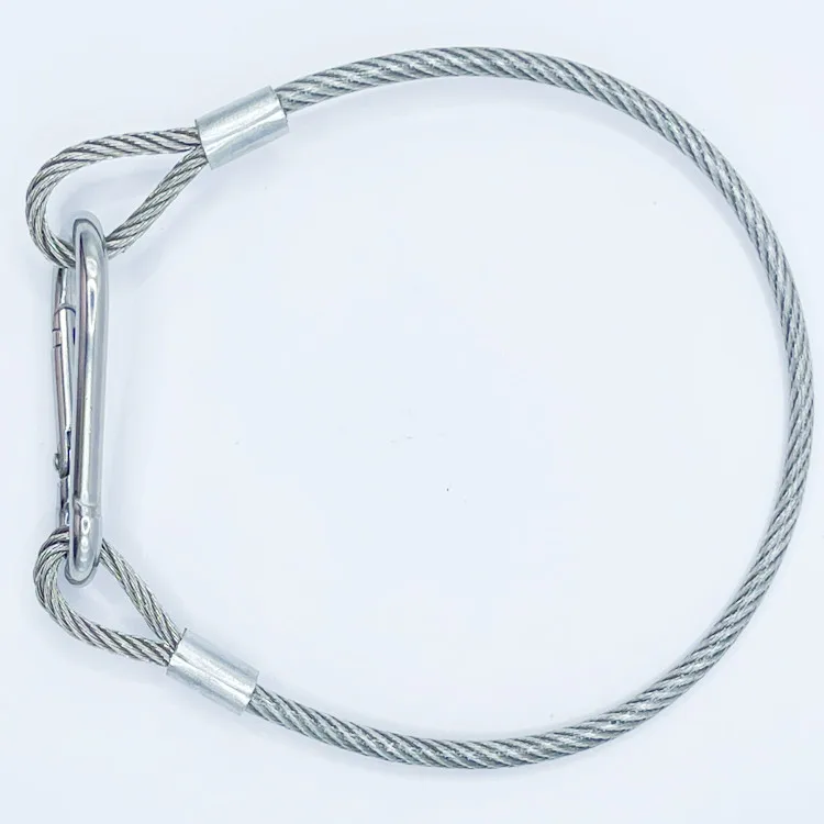 Safety wire rope hanger cable and waved end end eye line assembly