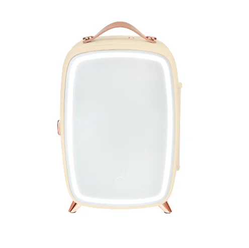 Factory direct sale 6L cosmetic fridge with LED glass mirror door portable small semiconductor skin care fridge