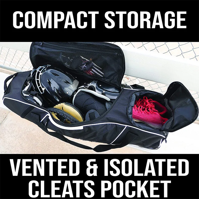 Free Sample China Manufacture Custom Sport Duffel Bag Baseball Rolling Stick Bag With Wheels