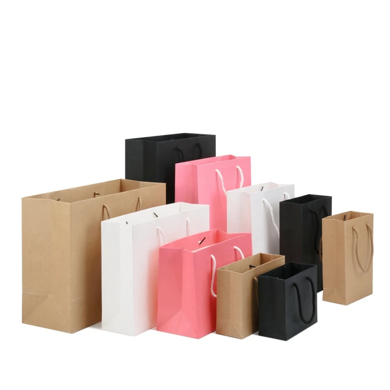 Fashionable Simplicity Large-Capacity Kraft Paper Bags Accept Recyclable Packaging with Custom Logo Print for Gift Shopping Use