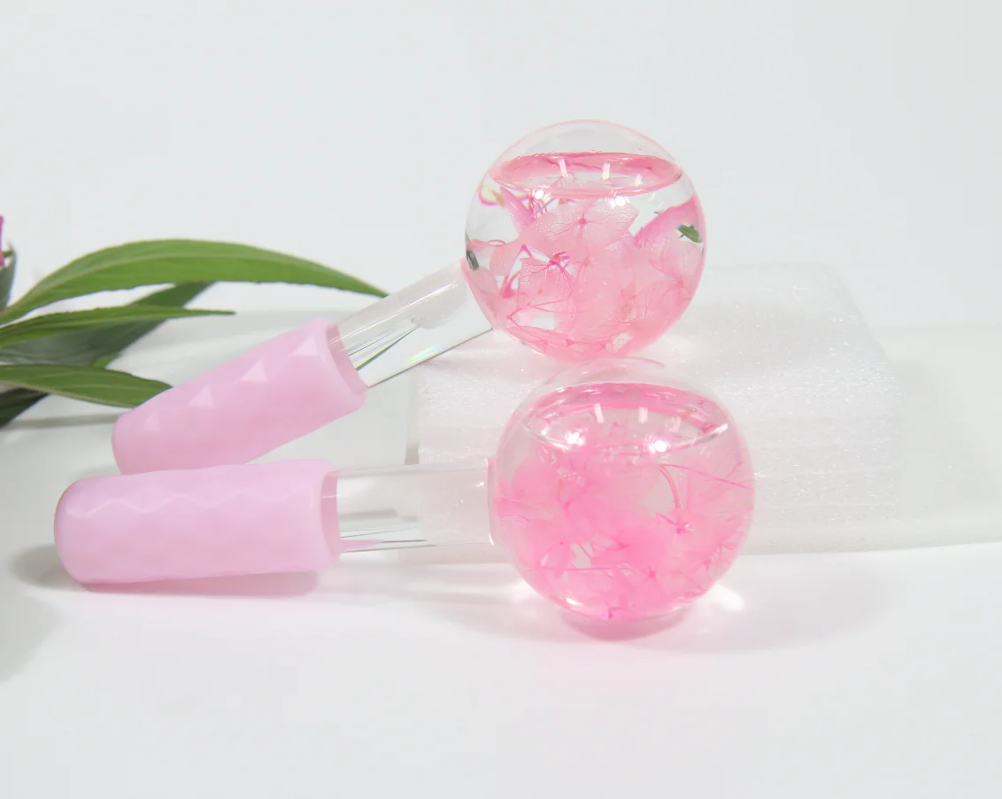 Summer Hot Selling Private Label Beauty Eye Face Blue Pink Glitter Ice Globes Face Massage Cooling Facial Ice Cube