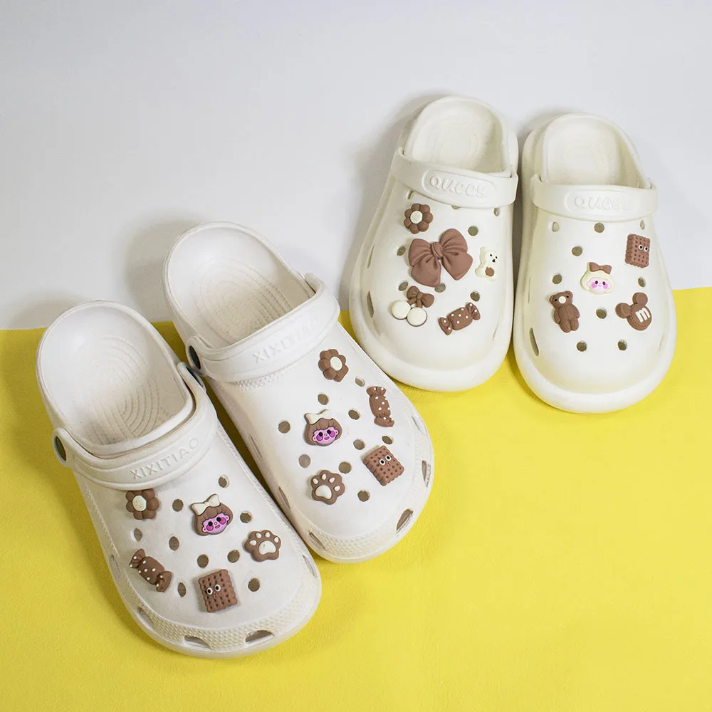 Популярные аксессуары 2023 croc charmsDIY с молочным чаем, милые Мультяшные Мягкие Пластиковые Подвески croc для детей