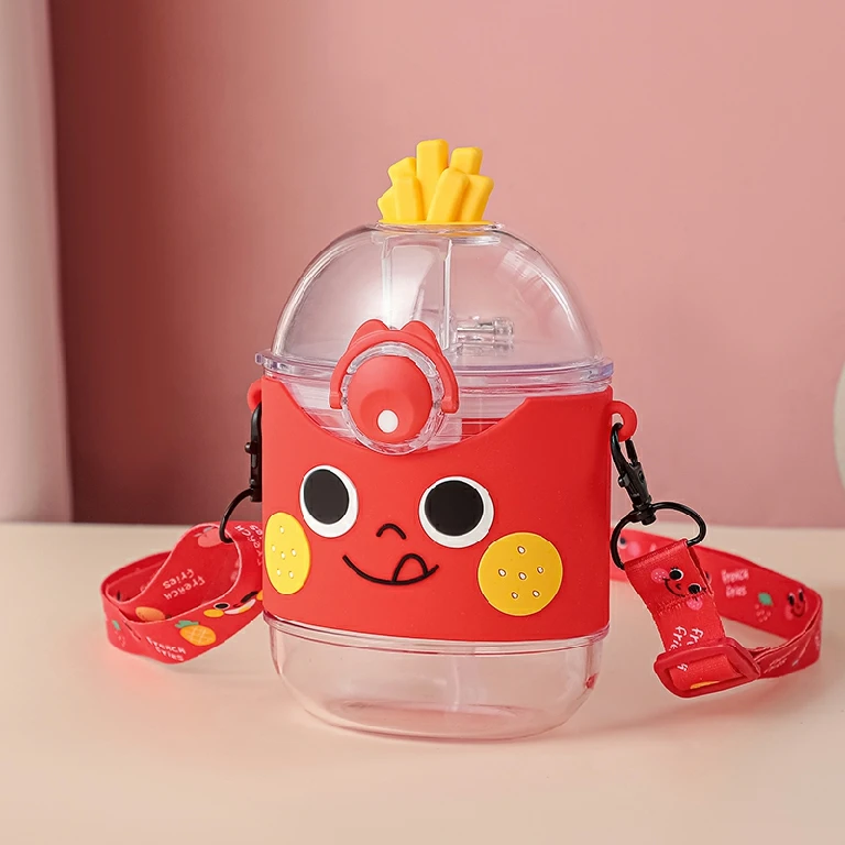 Cute French Fries Image Straw Cup Creative Plastic Cup Student Children Water Cup